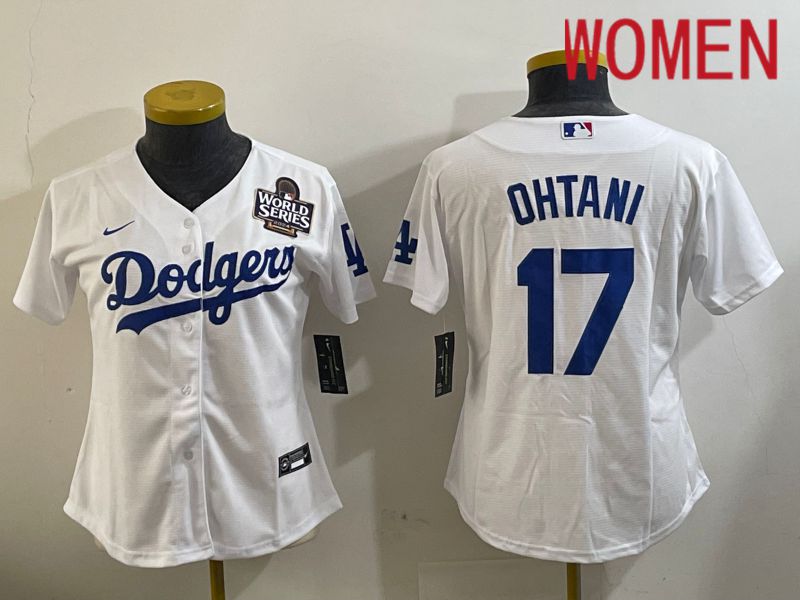 Women Los Angeles Dodgers #17 Ohtani White Game 2024 Nike MLB Jersey style 11201